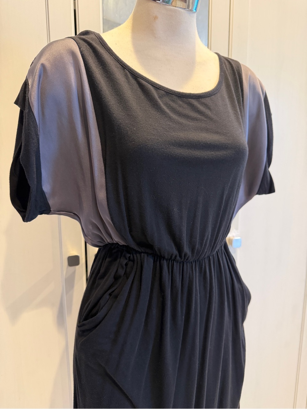 tea n rose Black Dress with Gray Contrast Sleeves